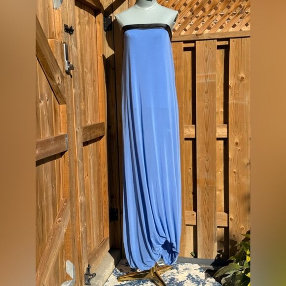 🆕 RAT & BOA 🧿 NWOT Antonie Blue Draped Maxi Dress with Leather Belt, Sz S / M - Picture 5 of 15